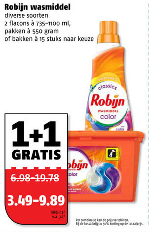 Robijn   wasmiddel folder aanbieding bij  Poiesz - details