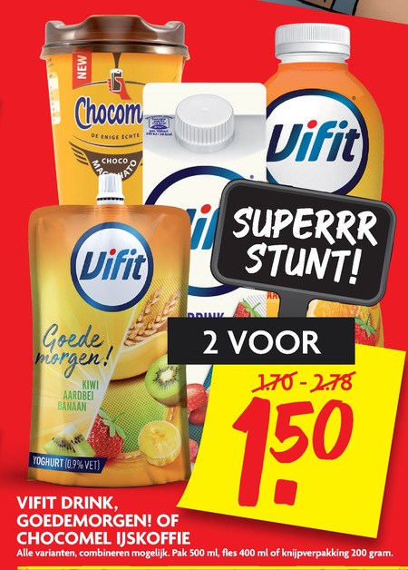 Vifit   ijskoffie, drinkyoghurt folder aanbieding bij  Dekamarkt - details