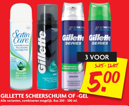 Gillette Satin Care   scheergel, scheerschuim folder aanbieding bij  Dekamarkt - details