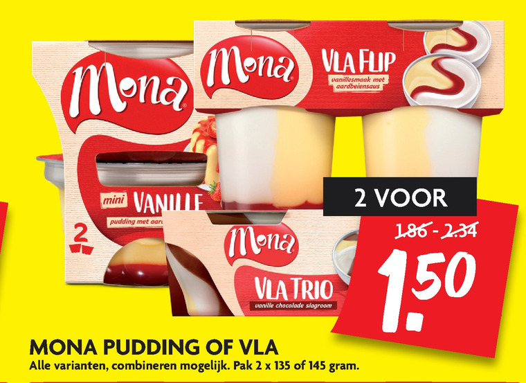 Mona   pudding, vla folder aanbieding bij  Dekamarkt - details