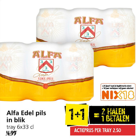 Alfa   blikje bier folder aanbieding bij  Jan Linders - details