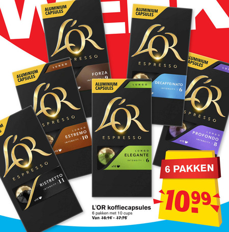 Douwe Egberts L Or   koffiecups folder aanbieding bij  Hoogvliet - details