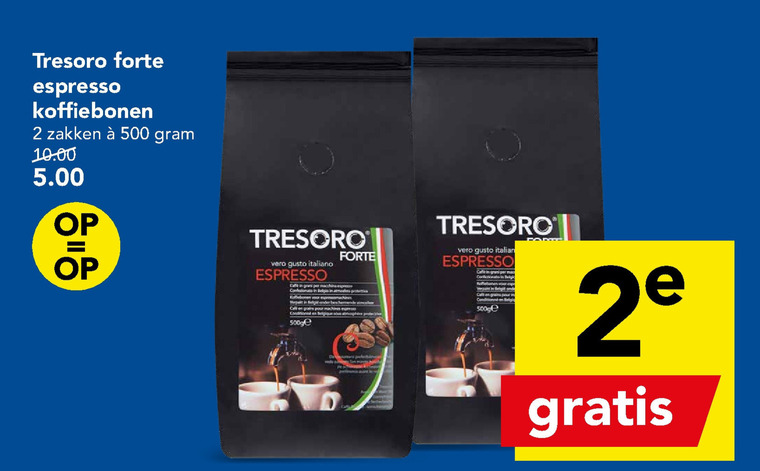 Tresoro Forte   koffiebonen folder aanbieding bij  Deen - details