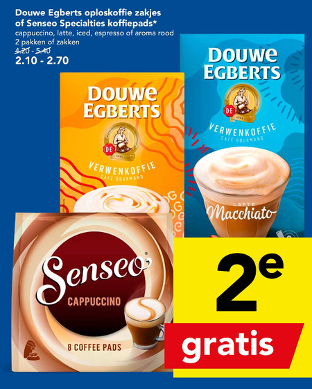 Douwe Egberts   oploskoffie, koffiepad folder aanbieding bij  Deen - details