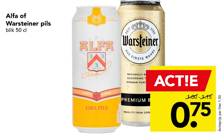 Warsteiner   blikje bier folder aanbieding bij  Deen - details