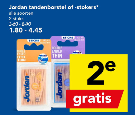 Jordan   tandenstokers, tandenborstel folder aanbieding bij  Deen - details