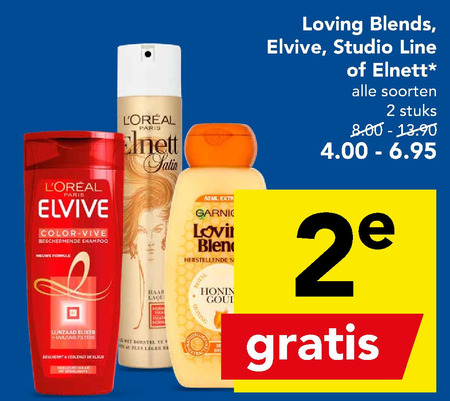 Elvive   hairspray, shampoo folder aanbieding bij  Deen - details