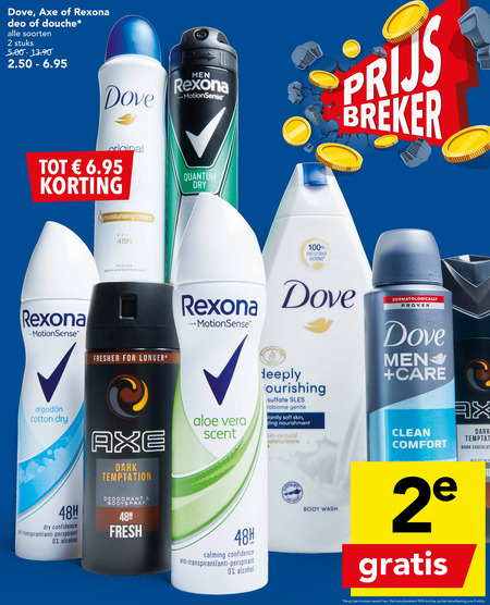 Rexona   douchegel, deodorant folder aanbieding bij  Deen - details