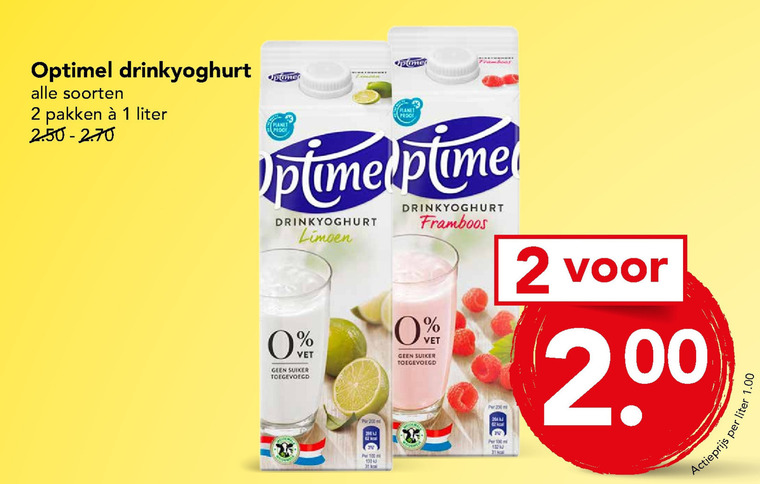 Optimel   drinkyoghurt folder aanbieding bij  Deen - details