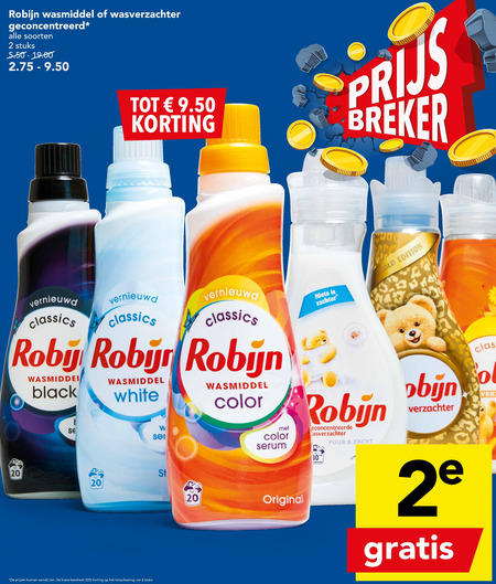 Robijn   wasmiddel, wasverzachter folder aanbieding bij  Deen - details