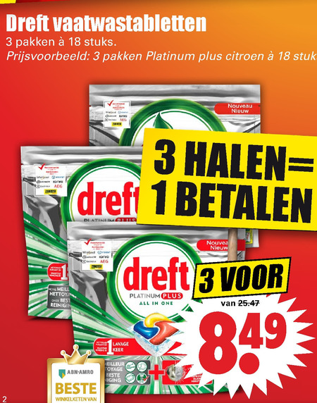 Dreft   vaatwasmiddel folder aanbieding bij  Dirk - details