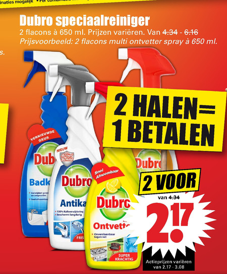 Dubro   ontvetter, kalkaanslagreiniger folder aanbieding bij  Dirk - details