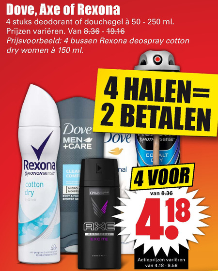 Rexona   deodorant, douchegel folder aanbieding bij  Dirk - details