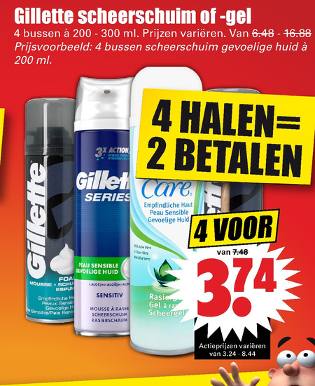 Gillette Satin Care   scheergel, scheerschuim folder aanbieding bij  Dirk - details