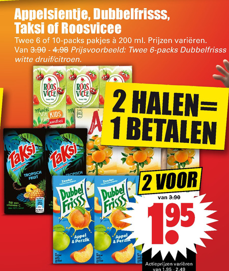 Taksi   fruitdrank folder aanbieding bij  Dirk - details