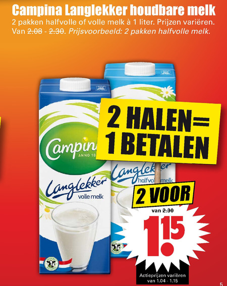 Campina   melk folder aanbieding bij  Dirk - details