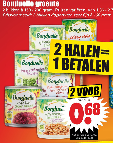 Bonduelle   groenteconserven folder aanbieding bij  Dirk - details