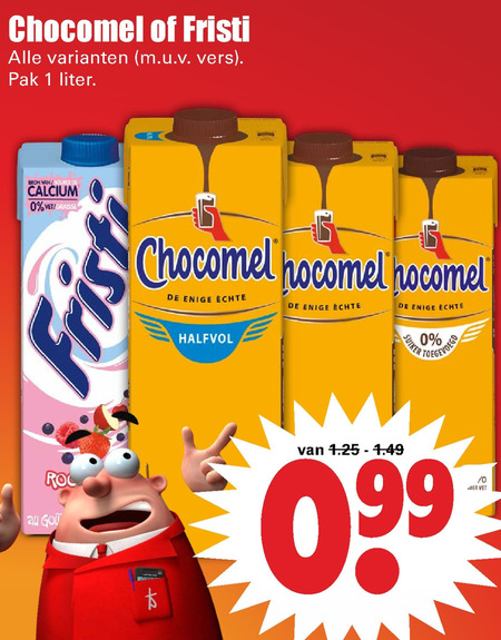 Chocomel   chocolademelk, drinkyoghurt folder aanbieding bij  Dirk - details