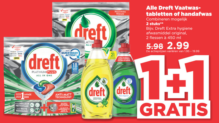 Dreft   afwasmiddel, vaatwasmiddel folder aanbieding bij  Plus - details