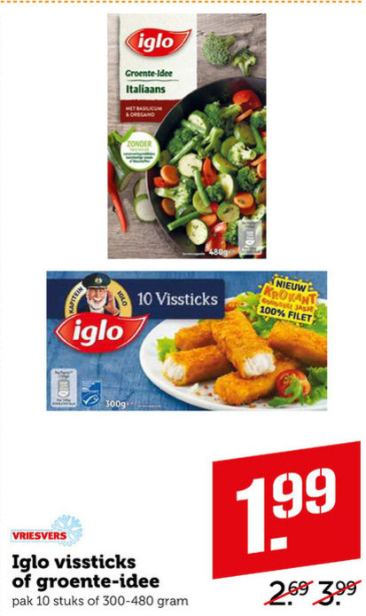 Iglo   vissticks, diepvriesmaaltijd folder aanbieding bij  Coop - details