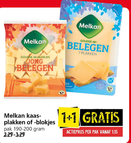 Melkan   kaasblokjes, kaasplakken folder aanbieding bij  Jan Linders - details