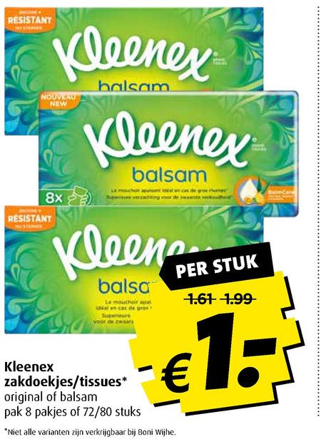 Kleenex   zakdoek, tissue folder aanbieding bij  Boni - details