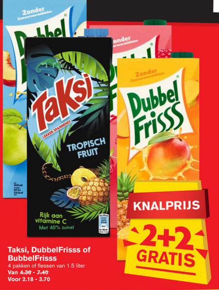 Dubbelfrisss   fruitdrank folder aanbieding bij  Hoogvliet - details