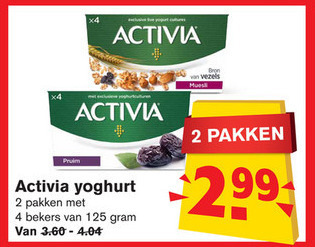 Danone Activia   vruchtenyoghurt folder aanbieding bij  Hoogvliet - details