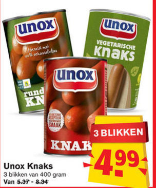 Unox   knakworst folder aanbieding bij  Hoogvliet - details