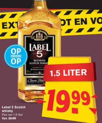 Label 5   whisky folder aanbieding bij  Hoogvliet - details