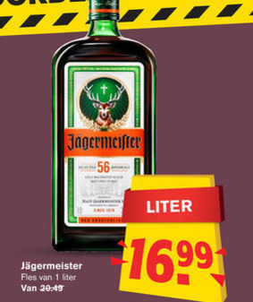 Jagermeister   kruidenbitter folder aanbieding bij  Hoogvliet - details