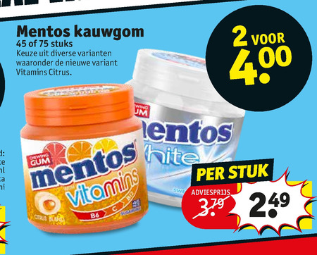 Mentos   kauwgom folder aanbieding bij  Kruidvat - details