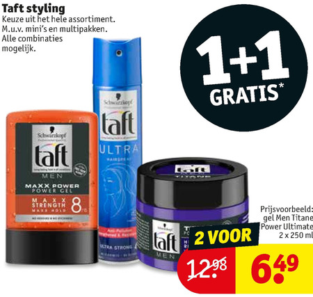 Taft   haargel, hairspray folder aanbieding bij  Kruidvat - details