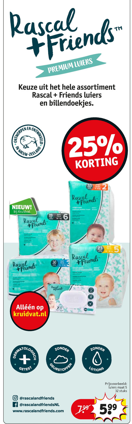 Rascal and Friends   luiers, billendoekjes folder aanbieding bij  Kruidvat - details