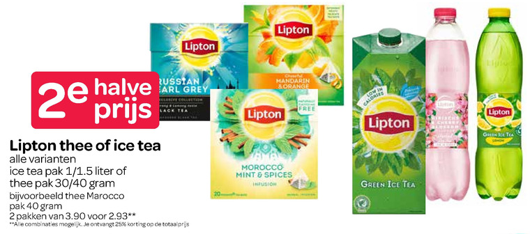 Lipton   ice tea, thee folder aanbieding bij  Spar - details