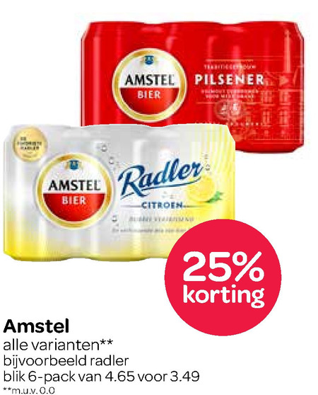 Amstel   radler bier, blikje bier folder aanbieding bij  Spar - details