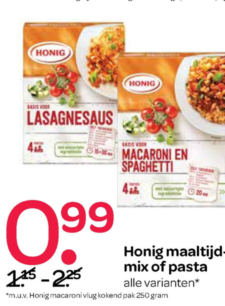 Honig   pasta, maaltijdmix folder aanbieding bij  Spar - details