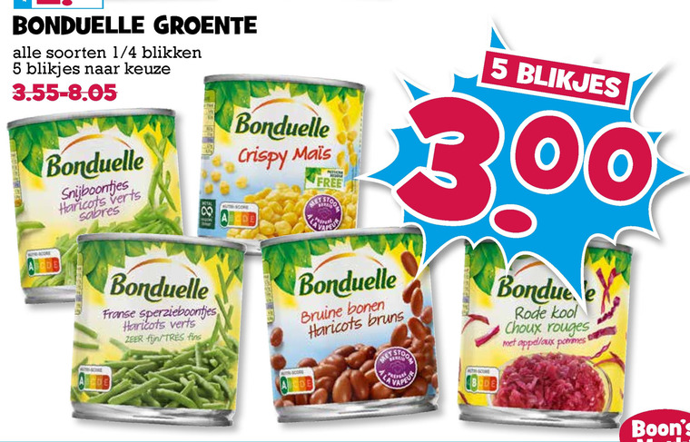 Bonduelle   groenteconserven folder aanbieding bij  Boons Markt - details