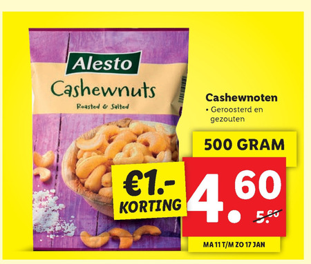 Alesto   cashewnoten folder aanbieding bij  Lidl - details