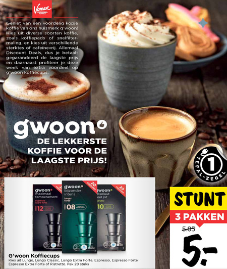 Gwoon   koffiecups folder aanbieding bij  Vomar - details