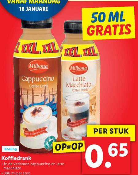 Milbona   ijskoffie folder aanbieding bij  Lidl - details