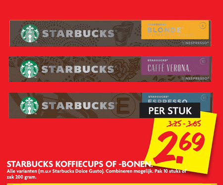 Starbucks   koffiecups, koffiebonen folder aanbieding bij  Dekamarkt - details