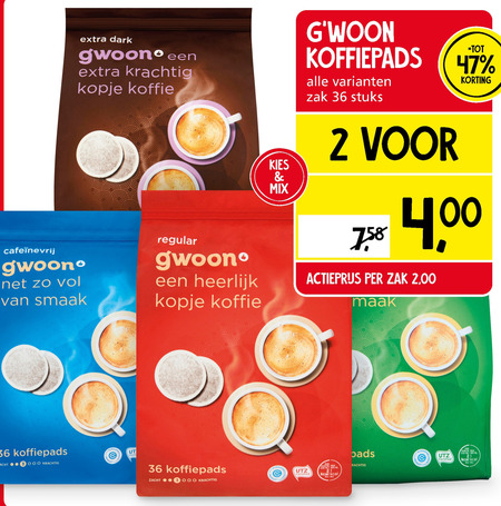 Gwoon   koffiepad folder aanbieding bij  Jan Linders - details