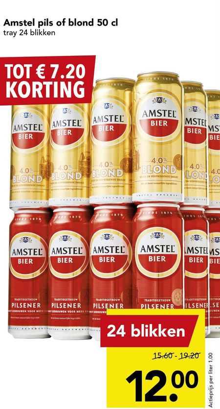 Amstel   blikje bier folder aanbieding bij  Deen - details