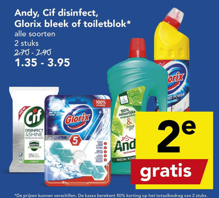 Andy   allesreiniger, toiletblok folder aanbieding bij  Deen - details