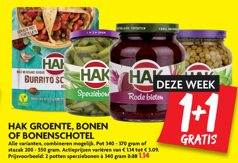 Hak   groenteconserven, bonen folder aanbieding bij  Dekamarkt - details