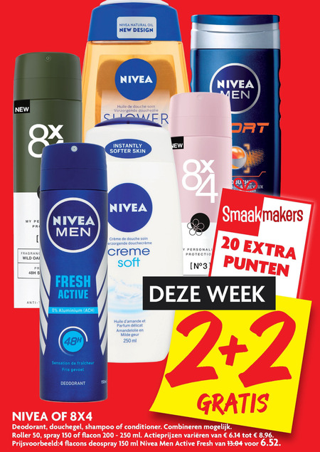 8x4   deodorant, douchegel folder aanbieding bij  Dekamarkt - details