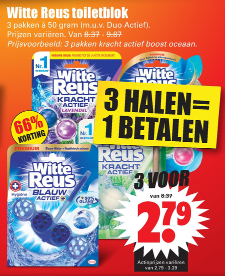 Witte Reus   toiletblok folder aanbieding bij  Dirk - details