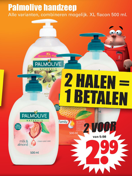 Palmolive   handzeep folder aanbieding bij  Dirk - details