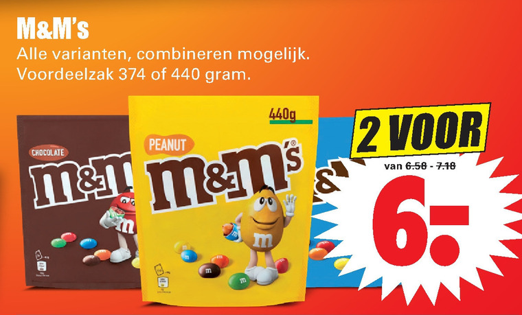 M en Ms   chocoladepindas, chocolade folder aanbieding bij  Dirk - details